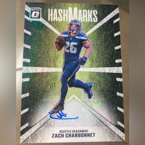 2024 Donruss Optic Zach Charbonnet Hash Marks Auto #HM-ZCT Seahawks Card